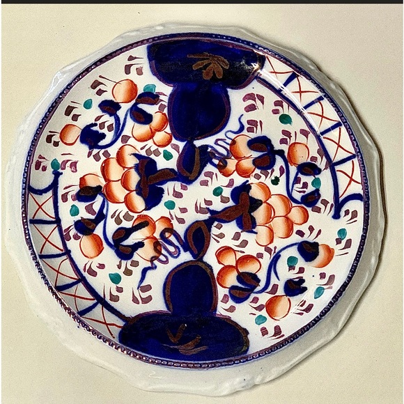 Rare Fenton Gaudy Welsh Oyster Buddha Pattern Scalloped Biscuit Plate Tray - Picture 8 of 10